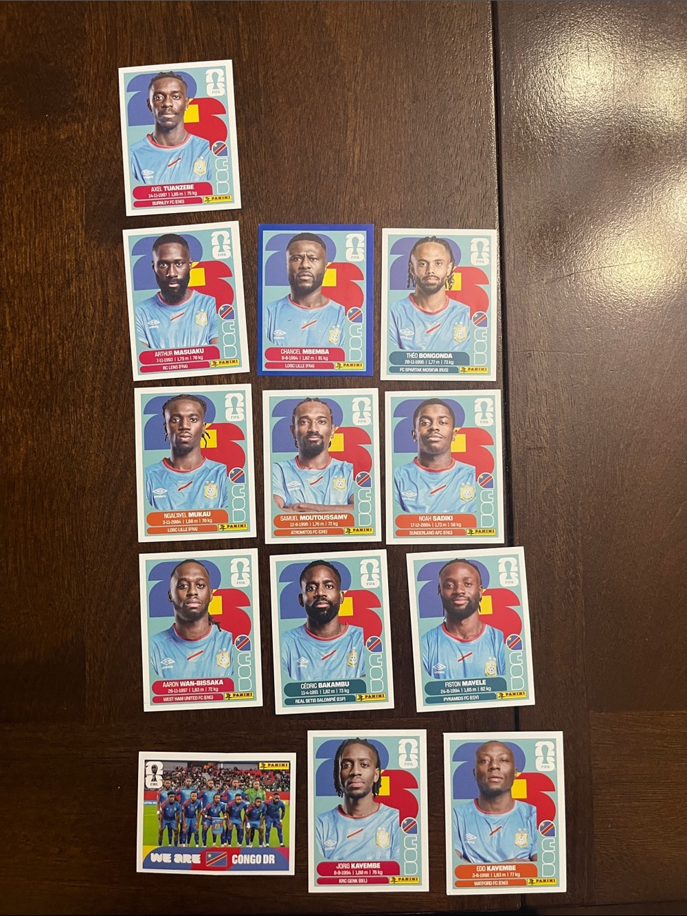 Panini FIFA Sticker Backs - Congo DR Set